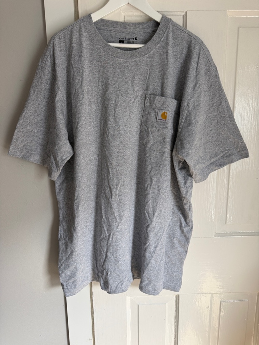Carhartt Gray Short-Sleeve Pocket Tee with Logo Patch